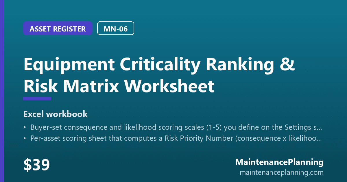Equipment Criticality Ranking & Risk Matrix Worksheet