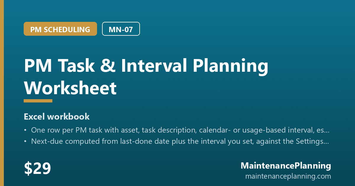 PM Task & Interval Planning Worksheet